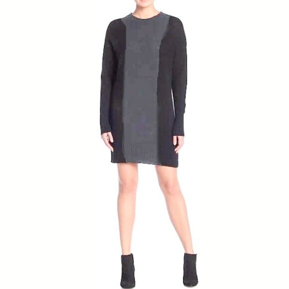 360 SWEATER- WOOL CASHMERE DRESS IN BLACK/GRAY - Picture 1 of 11
